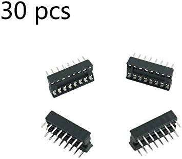 Holdding 30 Pcs 16 Pin 2.54mm DIP IC Socket Solder Type Adaptors/DIP IC Socket with Double Rows, Flat Straight Pins, solder Type and Great for PCB Board