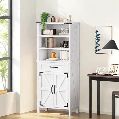 YITAHOME 5 Tier Bookcase, Bookshelf with Doors, Book Shelf w/Cabinet and Drawer…