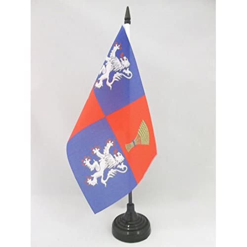 AZ FLAG French Province of Guyenne and Gascony Table Flag 5'' x 8'' - Province of Guyenne and Gascony Office Decoration 100% Polyester 21 x 14 cm - Mini Desk Flag with Pole and Black Plastic Base