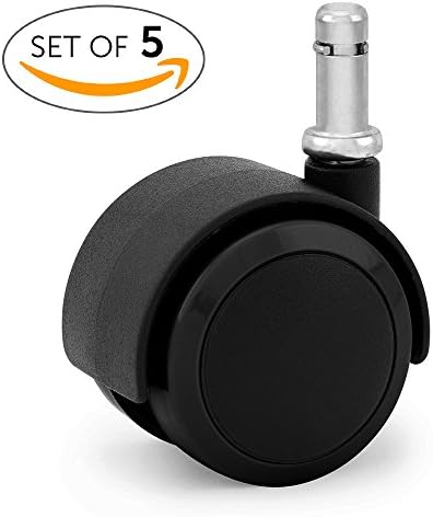 Office Chair Casters Wheels Replacement - Ideal for Hardwood Laminate Vinyl. 3/8 inch (10mm) Stem Fit Ikea Chairs - (Set of 5) Black