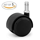 Katu Office Chair Casters Wheels Replacement - Ideal for Hardwood Laminate Vinyl. 3/8 inch (10mm) Stem Fit Ikea Chairs - (Set of 5) Black