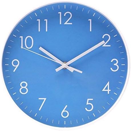 Filly Wink Simple Wall Clock Sweep Second Hand Non Ticking Battery Operated Easy to Read Decor Kitchen,Bathroom,Office 10 Inch Blue