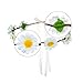 Valdler Little Daisy Flower Headband Crown with Adjustable Ribbon for Wedding Festivals Ivory