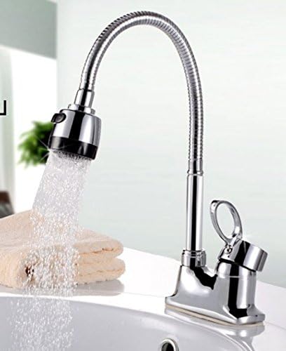AWXJX Sink Taps Stainless Steel Bathroom Single Handle Double Hole Bathroom Wash Basin Rotate Hot and Cold