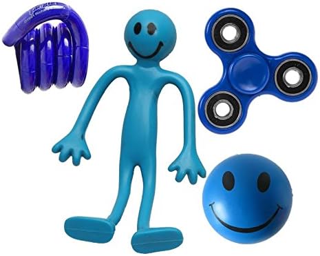 StressCHECK Fiddle Toys | Blue Delux 4 Piece Fiddle Kit by Sensory Toys | Stress Relief Toys & ADHD Toys for Autism, SEN & PTSD