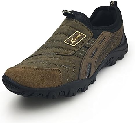 XiaoYouYu Men Slip On Sneaker - Outdoor Hiking Shoe Sport Trail Running Shoes Casual Trekking Shoes AAX004 Brown, 8.5 D(M) US