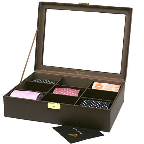 Tech Swiss TS6411BRN Tie Box Leather Brown Organizer - Thumbnail 4