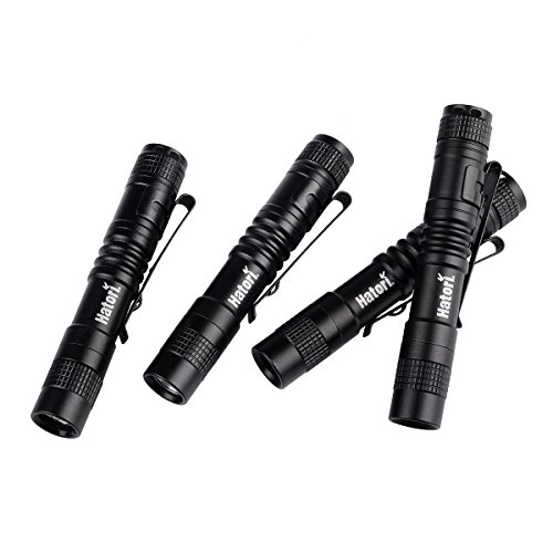 Hatori Pack of 4 Mini Flashlights Set, Super Small AAA LED Lamp Belt Clip Tactical Torch (9cm)­