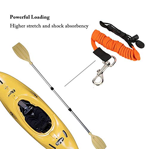 Kayak Paddle Leash 2 Packs, Kayak Lanyard Canoe Rod Leash Boat Oar Leash Straps, Adjustable Bungee Leash Stretches to 50 inches (Orange Leash)