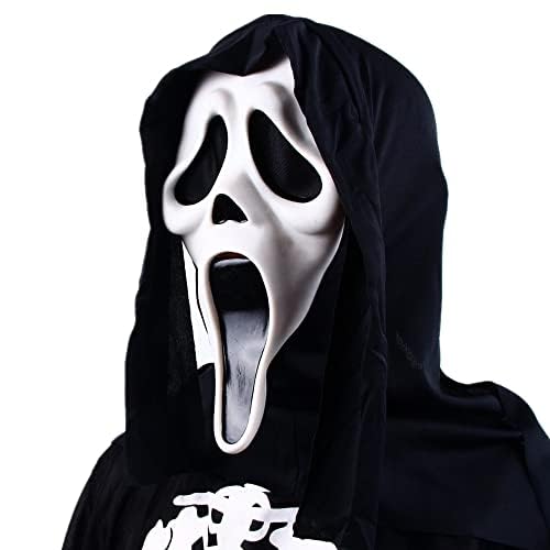HMPBS Halloween Mask Natural Latex Scary Skull Mask Horror Full Head Masque Halloween Party Costume Cosplay Props (B)