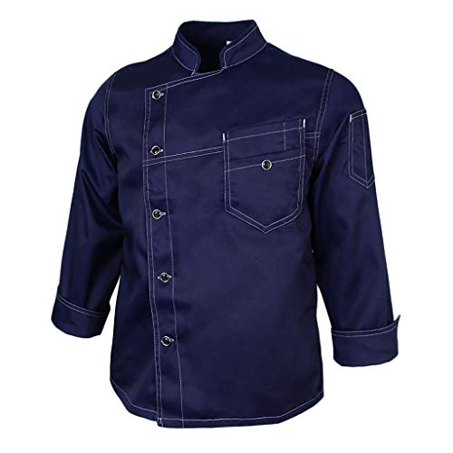 Fityle Simple Stitched Chef Jacket Food Service Kitchen Uniform Long Sleeve for Women Men