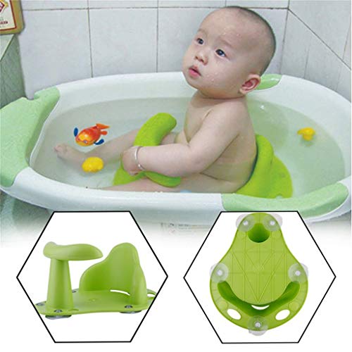 TLT Retail Baby Bath Tub Ring Seat - Soft, Non-toxic Infant Child Toddler Kids Anti Slip Safety Comfortable Bath Chair Sucker Baby Bathtub Seat for 1-3 Years Old Baby (Green)