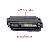 CY SATA Hard Disk Drive Raid Adapter with 15 Pin Power Port 7 Pin + 15 Pin to SFF-8482 SAS 22 Pin Black