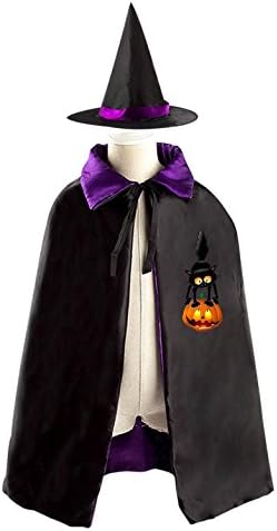 Wicked Panic Meow Halloween Wizard Witch Cloak and Hat suit Costume Party Satin Cape for Childrens
