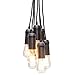 Globe Electric 65110 Edison 7-Light Cluster Pendant, Black Finish, Black Woven Fabric Cord