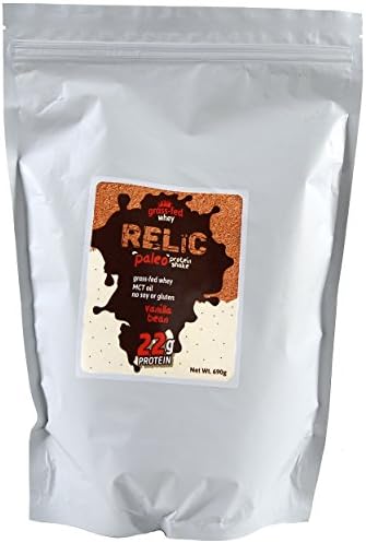 Relic Paleo Protein Shake, Grass-fed Whey, Vanilla Bean Flavor, 15 servings (690g)