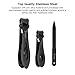 BESTOPE Nail Clippers Set,Black Fingernail & Toenail Clippers & Nail File,Nail Cutter Trimmer Set with Metal Case,15mm Wide Jaw Opening,Good Gift for Women and Men