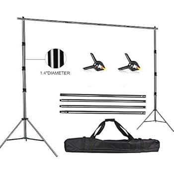 FUDESY Photo Video Studio 10 x 10Ft Heavy Duty Adjustable Backdrop Stand,Background Support System for Photography with Carry Bag,Two Pieces Spring Clamps