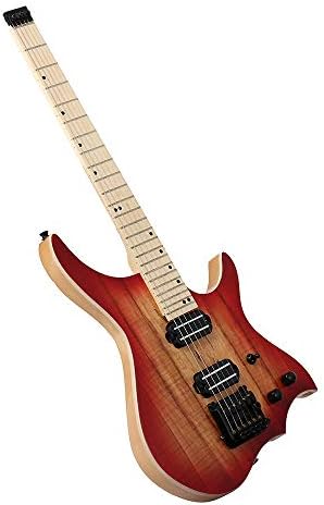 JEZBSY Headless ASH WoodBody Electric Guitar Flame Maple Neck Red Spalted Maple Top