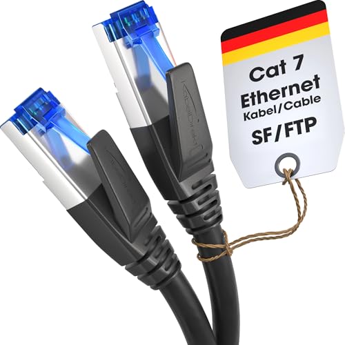 KabelDirekt – Cat-7-Netzwerkkabel – 25m – 10 Gigabit, RJ45, Schwarz