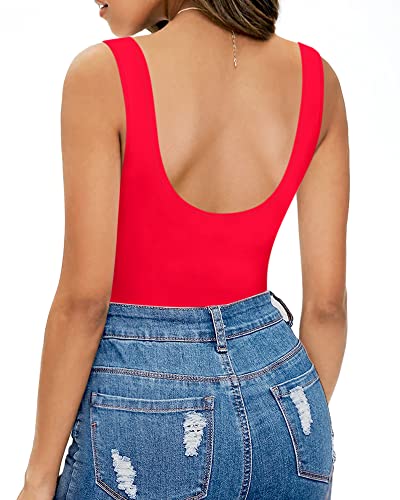 MANGOPOP WOMEN’S TANK TOPS BODY SUITS SEXY BACKLESS ROUND NECK SLEEVELESS BODYSUITS FOR WOMEN