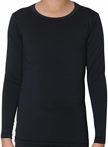 Thermal Underwear Kids Boys Shirts Tops Base Layer Compression Long Sleeve CLK L Black