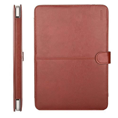 Mosiso PU Leather Book Folio Stand Case for MacBook Air 13 Inch (Models: A1466 and A1369) - Brown