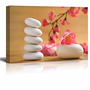 Zen Stones with Cherry Blossom Branch Wall Decor