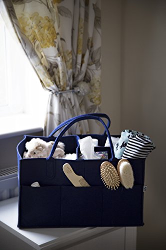 Little Tinkers World Baby Diaper Caddy & Extra Large Organizer For Diapers, Wipes & Nursery Storage Bin – Unisex design - Navy