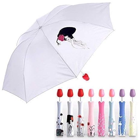 Rose Flower Case Umbrellas for Women Stylish Umberallas for Rain and Umbrellas for Sun Protection Umbrella 3 Fold | 1 Pcs Umbrella Multi Color (Print May Very)