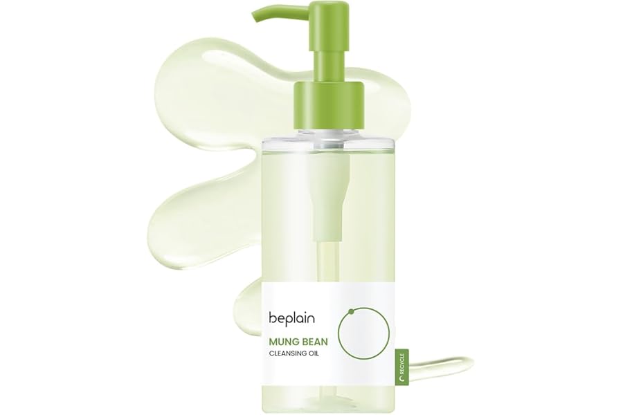 beplain Mung Bean Cleansing Oil(6.76fl.oz/200ml)| Fragrance-Free | Non-Comedogenic Tested| Makeup Blackhead Remover & Deep Pore Cleanser| Suitable for Sensitive Skin| Double Cleansing Korean Skincare