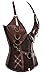 Zhitunemi Women's Steampunk Steel Boned Corset Bustier PU Leather Halter Cincher Shaper
