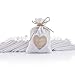 30pcs Burlap Bags Gift Pouches Heart Small Candy Jewelry Storage Package Sack for Wedding Bridal Shower Birthday Party Christmas Valentine's Day Favors DIY Craft, White 5.5x3.7 Inch