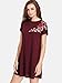 Romwe Women's Short Sleeve Loose Casual Tunic Swing T-Shirt Dress Floral Patch Burgundy S