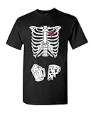 Mens Skeleton Maternity Pizza & Beer Black T-Shirt