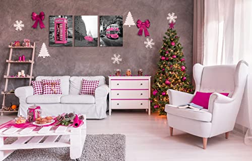 Girls Pink Paris Theme Room Decor Wall Art Paris Eiffel Tower Decor for Bedroom for Canvas Black and White Art Eiffel Tower Pictures Decorations London Big Ben Tower Eiffel Tower Painting Framed