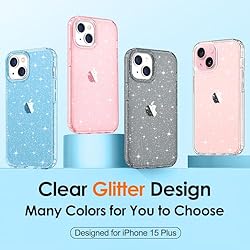 Hython Case for iPhone 15 Plus Case Glitter, Cute