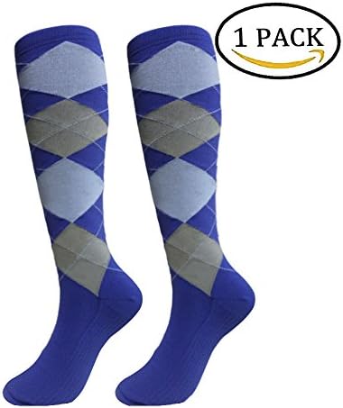 Compression Socks for Women & Men 20-25 mmHg - Best For Running,Athletic,Travelling, Nurses & Pregnancy (Blue Diamond, S/M)