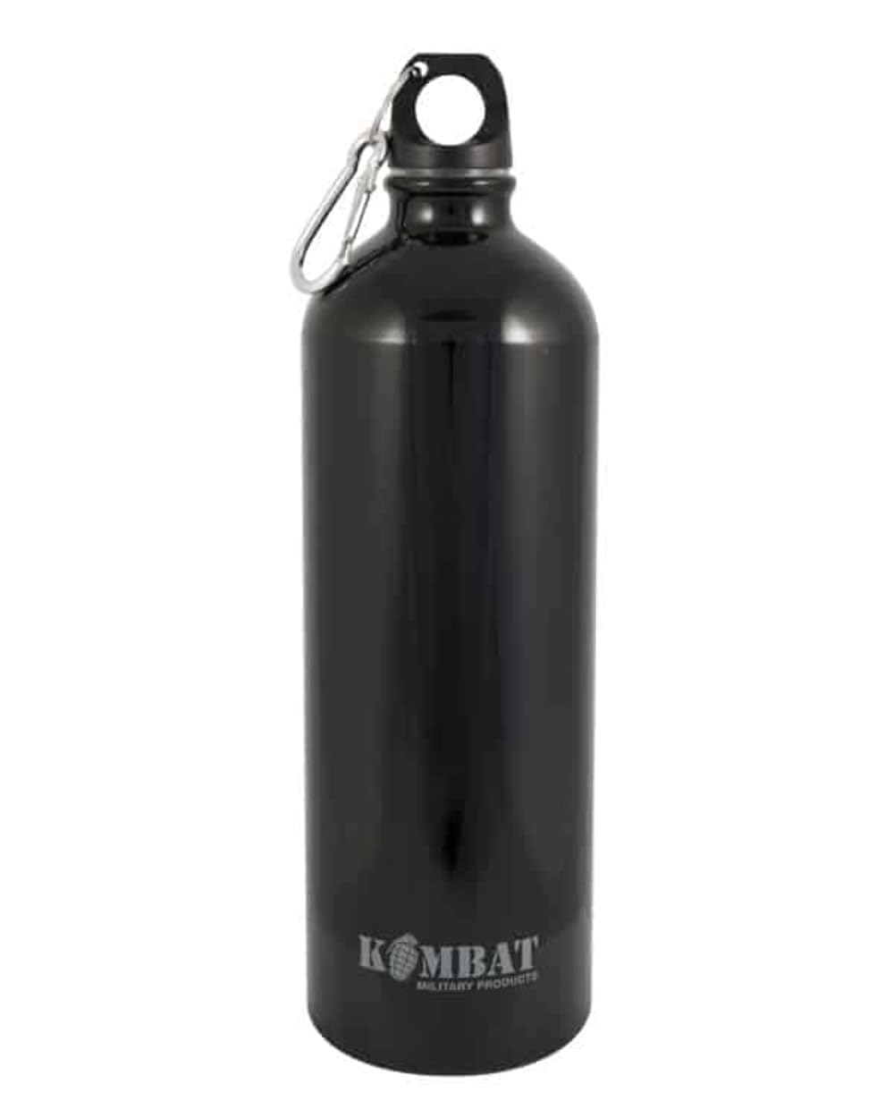 Kombat Aluminium Water Bottle With Carabina Black 1000ml