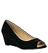 Forever Link Women's DORIS-23 Faux Leather Mid Heel Round Toe Wedge Pumps