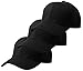 Men's Plain Baseball Cap Velcro Adjustable Curved Visor Hat-3P Black Black Black