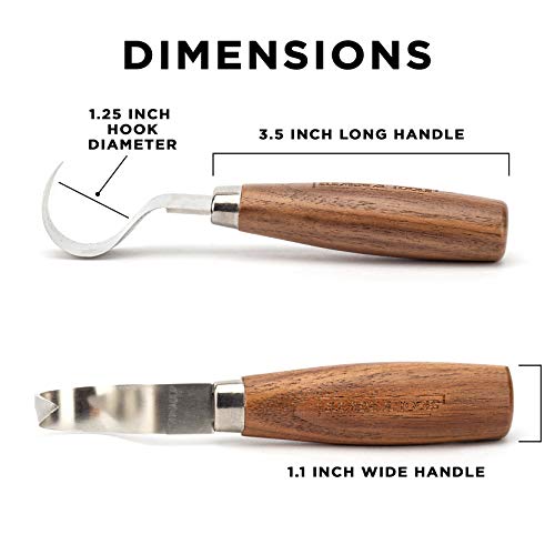 Elemental Tools Wood Spoon Carving Knife: Hook Knife Wood Carving Tool for Spoon, Kuksa Cup and Bowl Carving- 65mn Steel Spoon Carving Knife - Great Curved Knife for Beginners or Professional