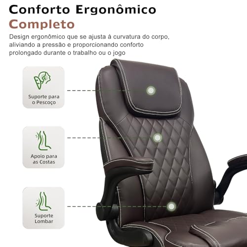 Cadeira De Escritório Presidente com Assento Espesso e Encosto Alto, para Escritório e Home Office