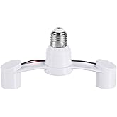 TEHAUX E27 Light Socket Splitter, 1 to 2 Dual Bulb Adapter, White | Double Head Lamp Holder Converter for 2 LED Bulbs, Easy Screw-In Socket Extender for Garage, Workshop, Basement Home Lighting
