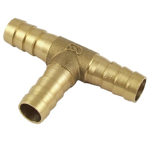 Water & Wood Brass Tone 3/8" T Shape Hose Fitting for Air Water
