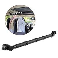 LITTLEMOLE Car Clothes Hanger Bar, Expandable Vehicle Clothing Rod Garment Rack Holder, Heavy Duty Metal and Rubber Grips