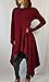 Womens Irregular Hem Double Slit Loose Long Sleeve Hooded Sweater Tunic Dress Red M