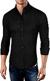 Grin&Bear Slim Fit men's stretch fabric shirt dress shirt, long sleeve, black, XXL, SH500