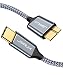USB C to Micro B Cable, JSAUX 2 Pack (3.3ft+6.6ft) USB Type C to Micro B Cable Charger Nylon Braided Cord Compatible with Toshiba Seagate WD West Digital External Hard Drive, Camera and More (Grey)