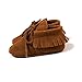 R&V Unisex Infant Baby Boys' Girls' Moccasins Soft Sole Tassels Prewalker Anti-Slip Toddler Shoes (S:0~6 months, Bandage Tan)